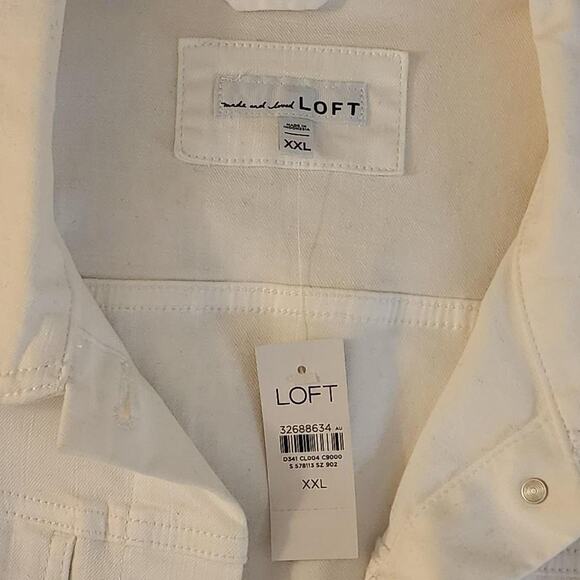 LOFT White Trucker Jacket Cropped XXL NWT - Picture 2 of 3